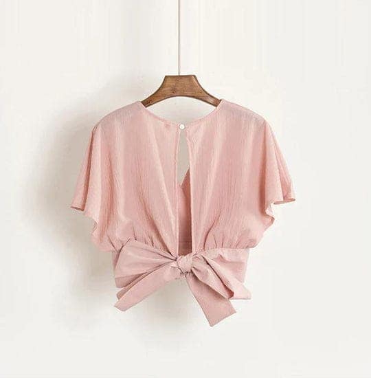 Elchic Peach Solid Crop Top view 2