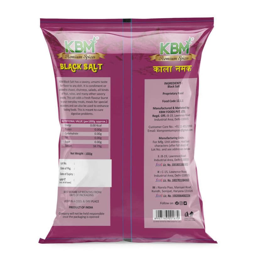 KBM Premium Spices Black Salt, 1 Kg Pouch view 2