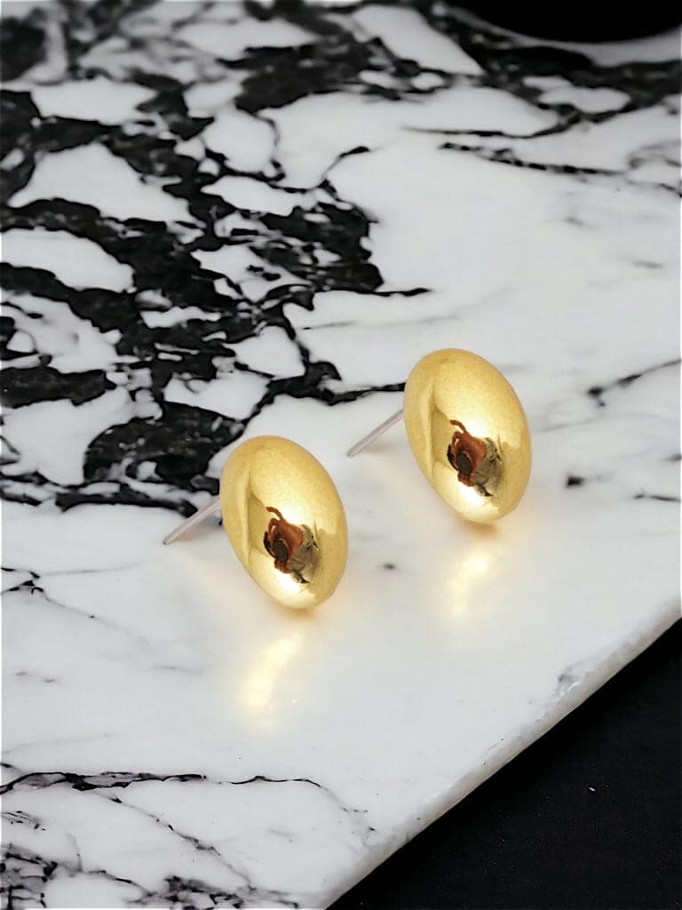 LUCKY JEWELLERY Fashion 3 Pairs Combo Set Of Latest Earrings Celebrity Inspired Stylish Trendy Gold and Silver Plated Oval Stud Tops Earing Plastic C Shaped Earring for Women & Girls (190-CHEX-1017-3) view 6