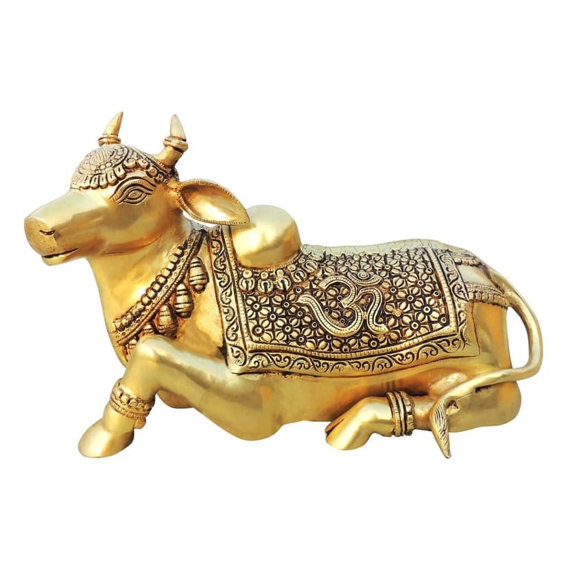 Brass Showpiece Nandi God Idol Statue - Handmade Religious Statue, Height : 8 Inch (BSMAS1382 A) view 2
