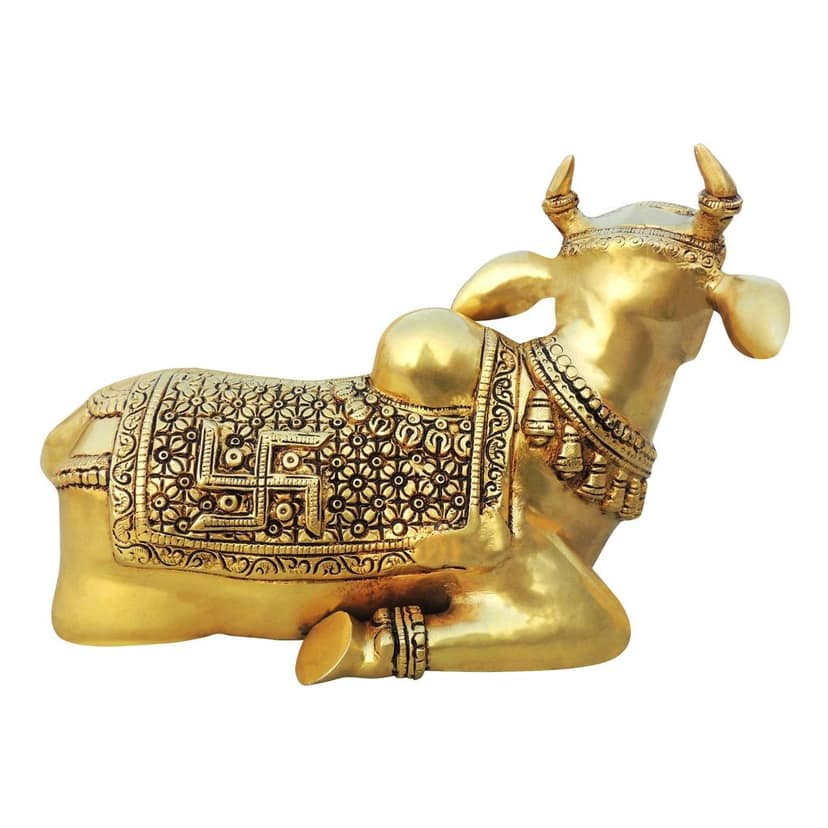 Brass Showpiece Nandi God Idol Statue - Handmade Religious Statue, Height : 8 Inch (BSMAS1382 A) view 3