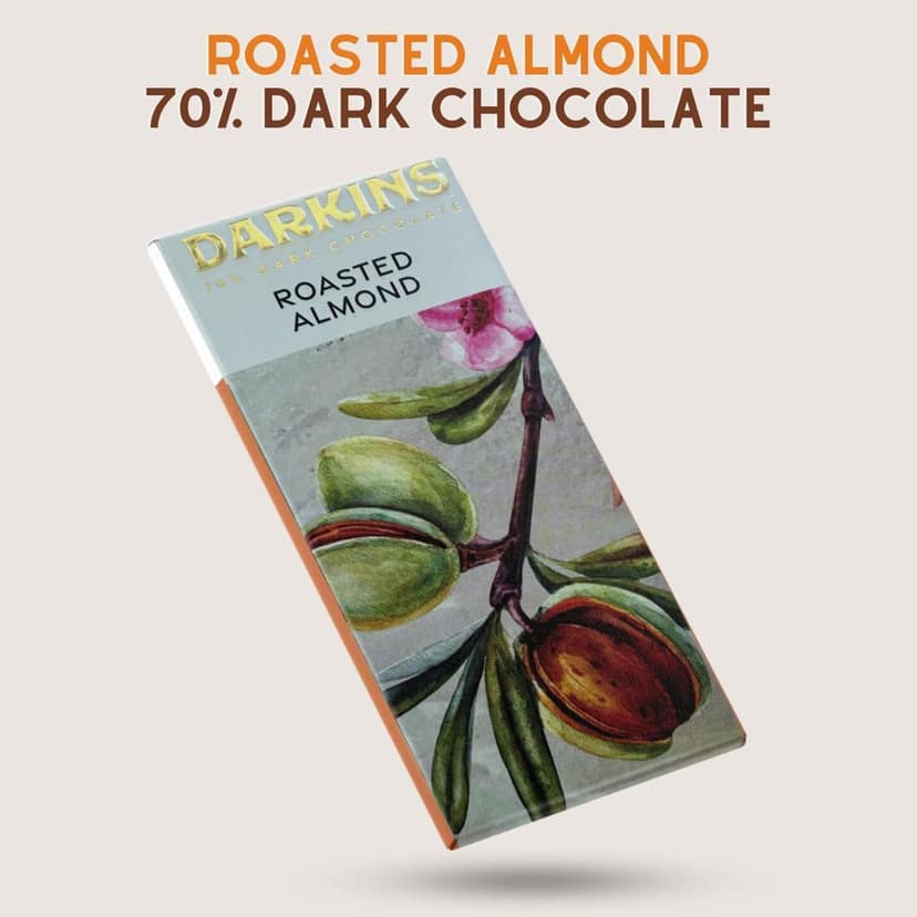 DARKINS Dark Chocolate | 70% Chocolate Cranberry & Chilli | 70% Chocolate Roasted Almond | Gluten-Free | Hand Crafted | Unrefined Cane Sugar | Natural Chocolate Bar | 50 Gm Each Pack of 4 view 5
