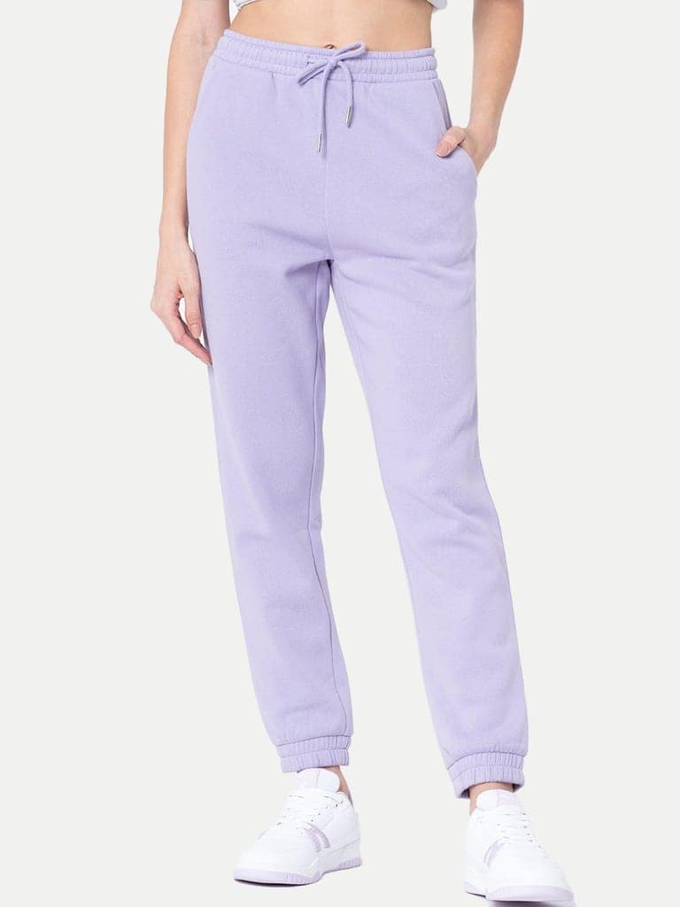 Womens Lilac Solid Joggers
