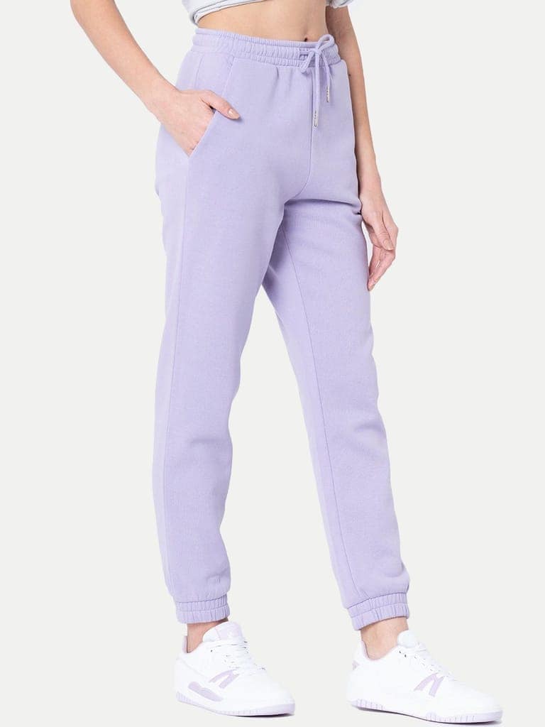 Womens Lilac Solid Joggers view 2