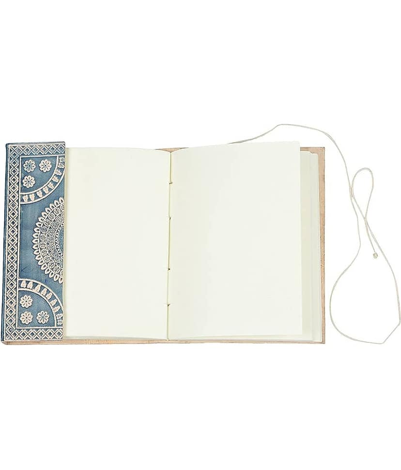 Handmade recycled paper leather diary A5 Diary unruled 200 Pages (Black) view 2