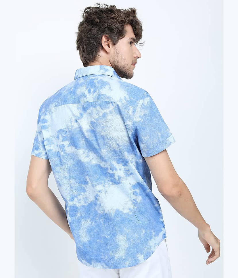 Highlander 100% Cotton Slim Fit Printed Half Sleeves Men's Casual Shirt - Blue ( Pack of 1 ) view 3