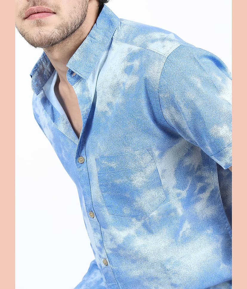 Highlander 100% Cotton Slim Fit Printed Half Sleeves Men's Casual Shirt - Blue ( Pack of 1 ) view 5