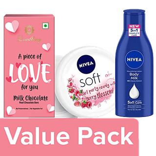 Nivea Valentine's Day Lindberg Chocolate & NIVEA Face & Body Care Gift Set, 3 item Combo