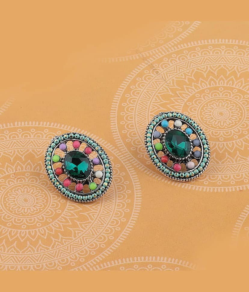 SILVER SHINE Stylish Party Wear Multi Colour Stud Earring For Women Girl