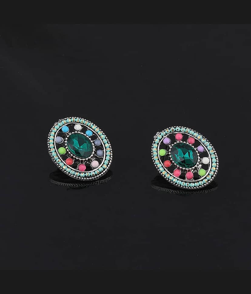 SILVER SHINE Stylish Party Wear Multi Colour Stud Earring For Women Girl view 2