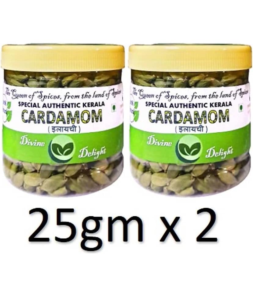DIVINE DELIGHT Authentic Kerala Cardamom 25 gm each 50 gm Pack of 2