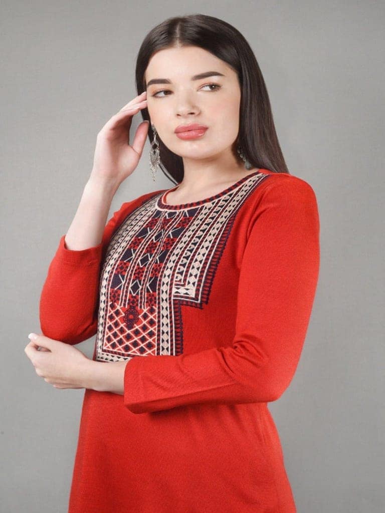 Neck Embroidered Short Kurta view 6