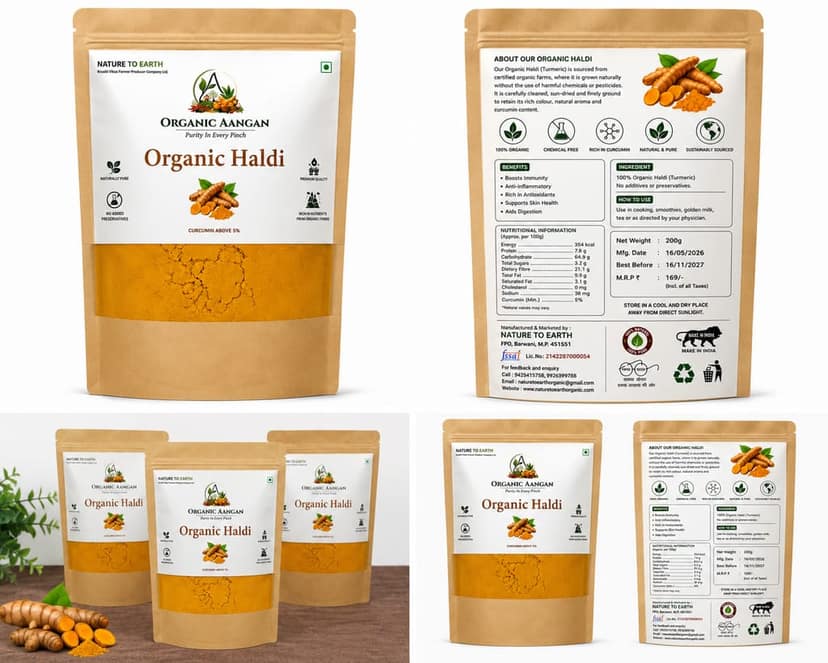 Organic Aangan Organic Haldi Powder 200g view 3