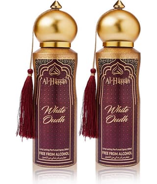 Al - Hassan White Oudh Perfumed Spray For Men & Women Lasting Body Spray 200 ml (Pack of 2)