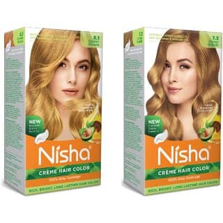 Nisha Pack Golden Blonde & Honey Blonde (60gm + 90ml + 18ml Conditioner) , 8.1 Golden Blonde + 7.3 Honey Blonde