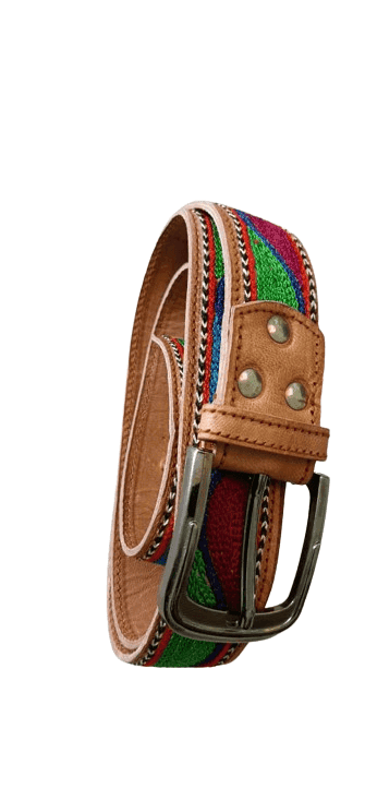 Ganpati Enterprise Men's Multicolour Semi Formal Webbing Leather Belt view 3
