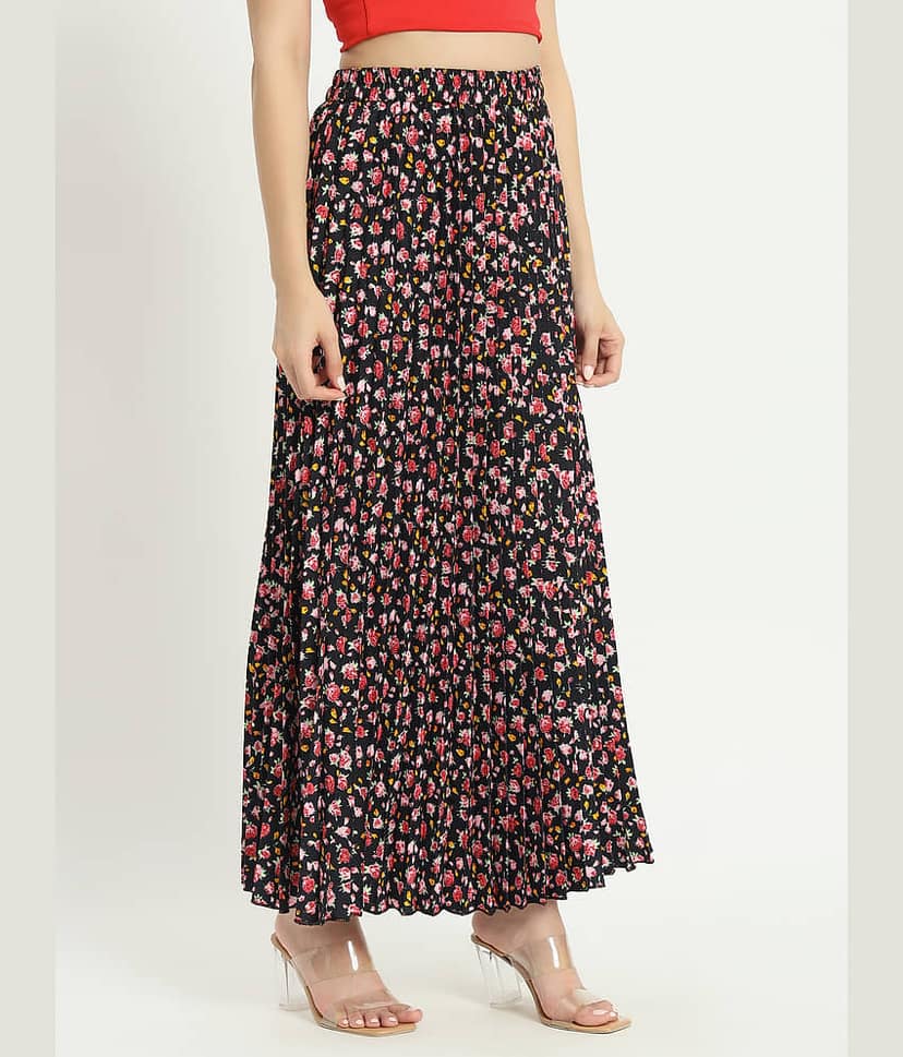 ZWERLON Black Crepe Women's A-Line Skirt ( Pack of 1 ) view 2