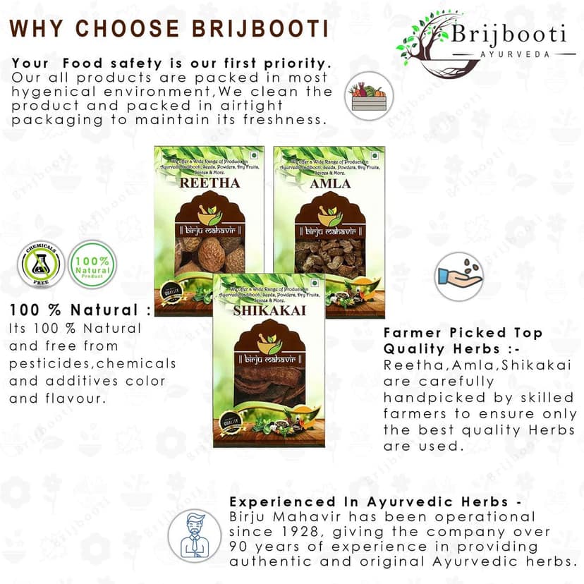 BrijBooti Combo Pack of Reetha - Amla - Shikakai for Hairs ( RAW ) view 7