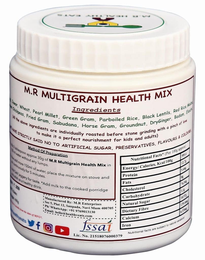 M.R Healthy Eats- Organic 17 Multigrain Health Mix Flour for Kids & Adults In Food-Grade Container 400 gms (+6 months) view 2