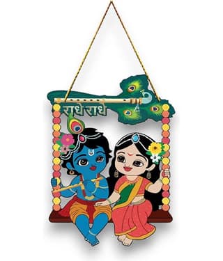 Radha Krishna Religious Wall Hanging for Home Decoration Wall Stickers Baal Krishna Door Hanging Living Room Decor Diwali Decoration Gift Festival Decorative Items Wall Art