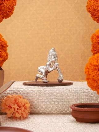 999 Pure Silver Lord Bal Krishna Laddu Gopal Silver Idol