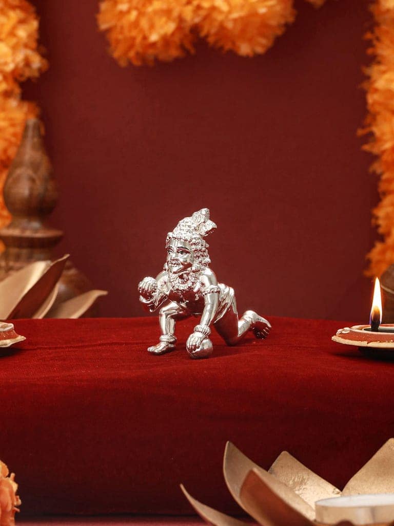 999 Pure Silver Lord Bal Krishna Laddu Gopal Silver Idol view 2