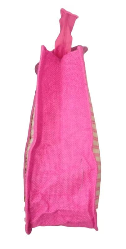 Pink Jute Tote Bag with Tree Design - Eco-Friendly & stylish view 3