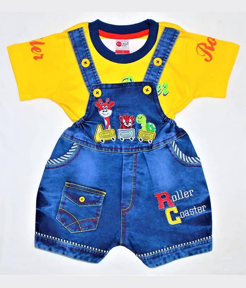 Wise Guys Pack of 1 Baby Boys Denim Dungaree Sets ( Yellow )