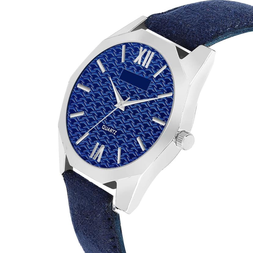 Blue 3D embossed Dial Analog Watch for Men LR86 view 3