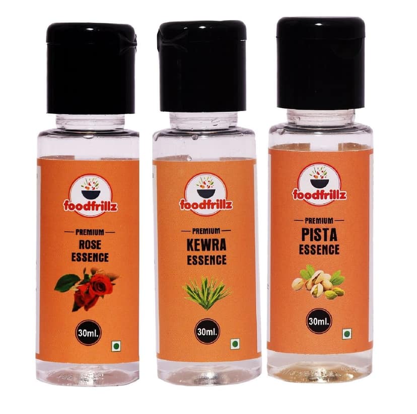 foodfrillz Pista, Rose & Kewra Pack of 3 Food Flavour Essence, 30 ml x 3