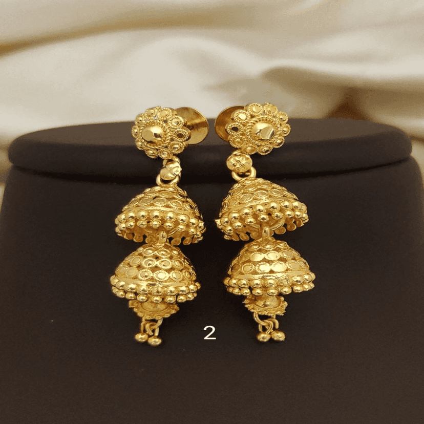 Earrings Jhumkhas Gold Jhumka Charming Women's and Girls (RK_JE-2) & Gold Plated Earrings for Women's & Girls (RK_G-1,G-9) (COMBO PACK OF 3 PAIRS) view 2