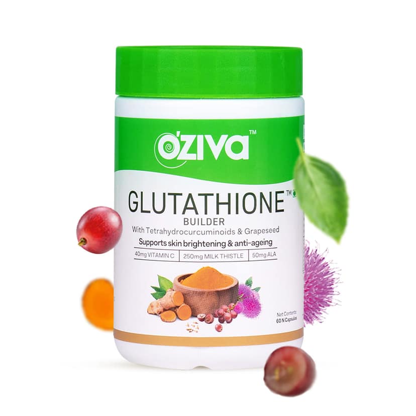 Oziva Plant Based Glutathione Builder, 60 Capsules | For Hydration, Skin Brightening & Powerful Antioxidant Activity With Skin Vitamins Grapeseed & Milk Thistle Oziva Plant Based Glutathione Builder, 60 Capsules | For Hydration, Skin Brightening & Powerf view 2