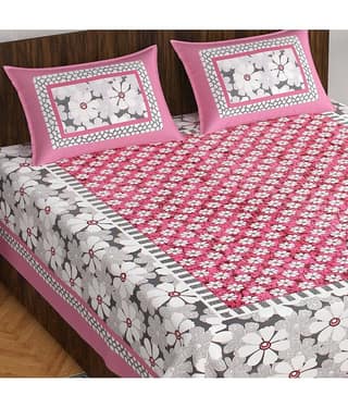 Cosito Cotton 1 Double Bedsheet with 2 Pillow Covers ( Pink )