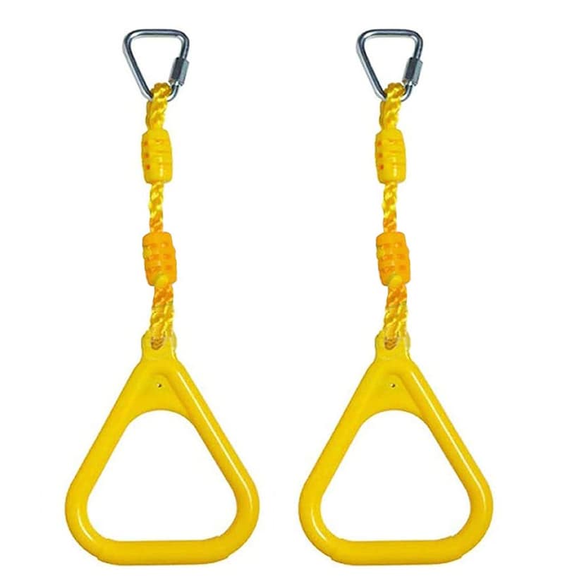 REZNOR Heavy Duty Triangle Rings Set of 2 with Locking Delta Quick Links for Indoor Jungle Gym Play Set and Outdoor Playground for Swing Set,