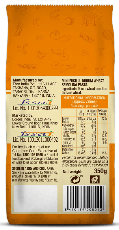 Borges Mini Fusilli Durum Wheat Pasta view 2