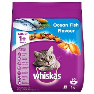 Whiskas Adult (+1 year) Dry Cat Food Food, Ocean Fish Flavour pack of 2 x 3 kgs