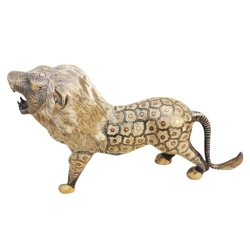 Decorative Brass Lion Statue ? Luxury Brass Showpiece for Living Room & Office, Height : 12 Inch (ANMAS127) view 3