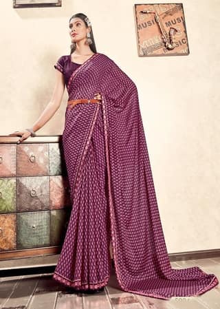 Digital Printed Georgette Saree in Wine