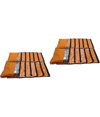 PrettyKrafts Saree Cover Set of 24 Polka dots with Top Transparent Window_Red