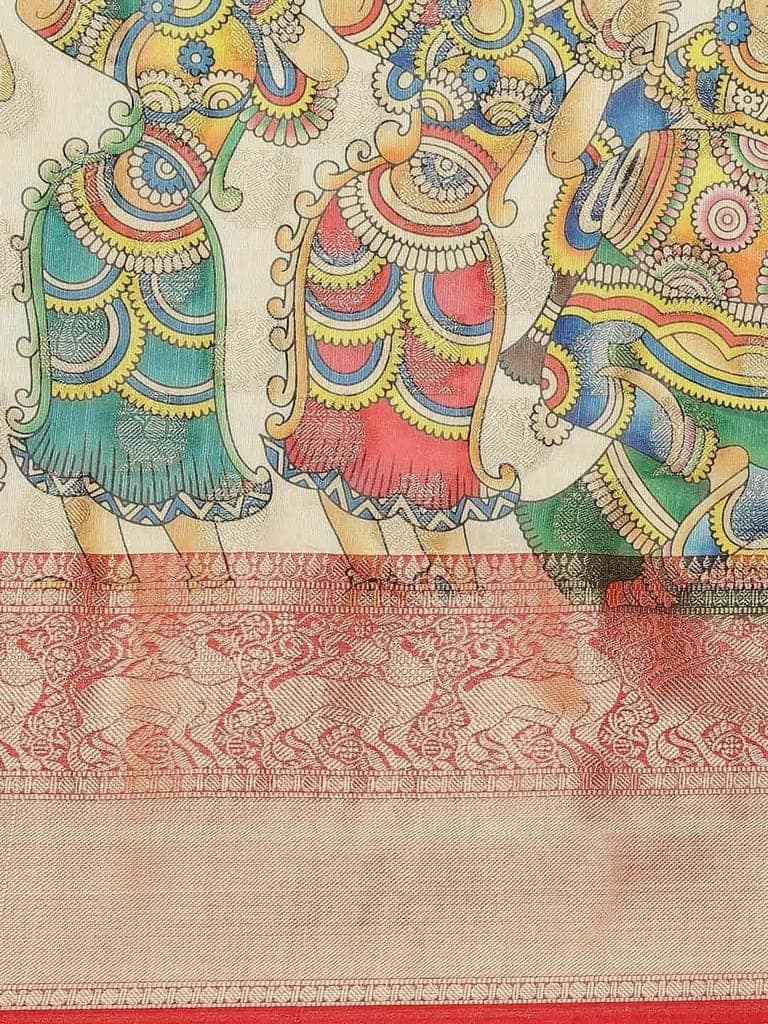 Women's Digital Printed Woven Silk Saree with unstiched blouse piece view 6