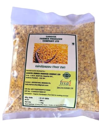 Organic Toor Dal (Kandipappu) 1kg