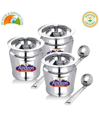 APEIRON APPLE GHEE POT Steel Food Container Set of 3 300 mL