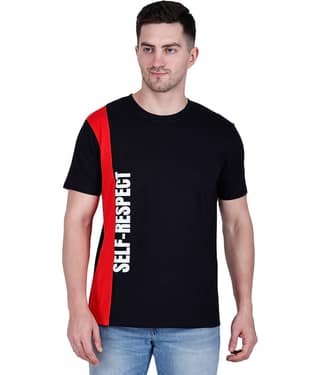life dream Cotton Blend Regular Fit Printed Half Sleeves Men's Round T-Shirt - Black ( Pack of 1 )