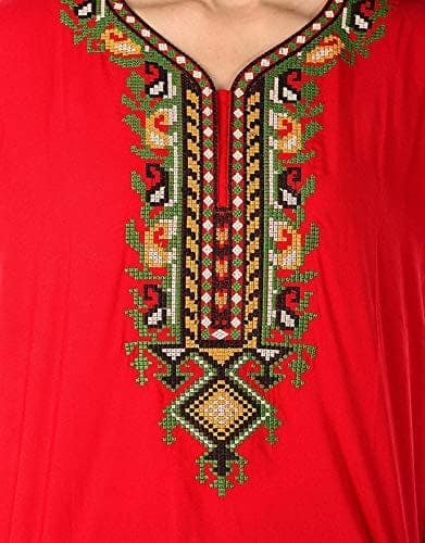 Valencia Cotton LizzyBizzy Embroidery Nighty Nightwear Maxi Nightgown Plain Red view 2