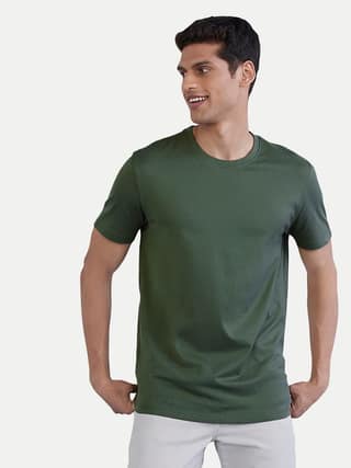 Mens Basic Green Crew Neck T Shirt