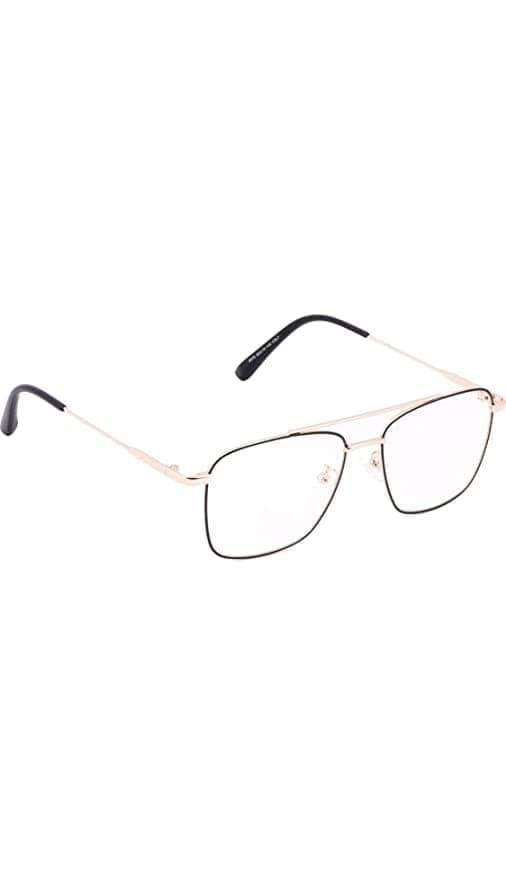 Jodykoes Stylish Blu Cut Anti Glare Metal Square Frame Spectacle Eyeglasses Eyewear (Black & Gold) view 2