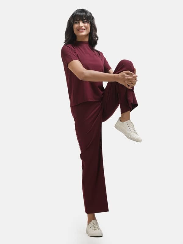 KOI Lycra Co-ord Set Maroon view 6