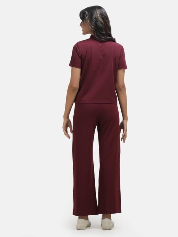 KOI Lycra Co-ord Set Maroon view 7