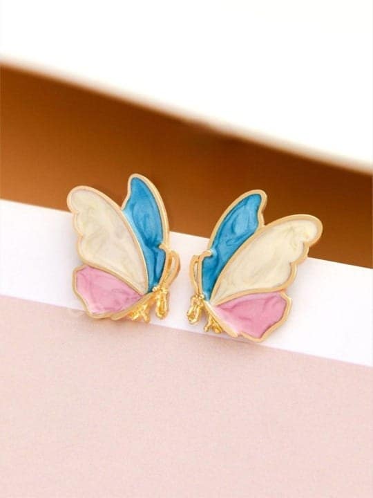 Vansh Pastel Butterfly Stud Earrings for Girls and Women view 2