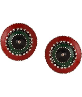 VIRAASI - Red Stud Earrings ( Pack of 1 )